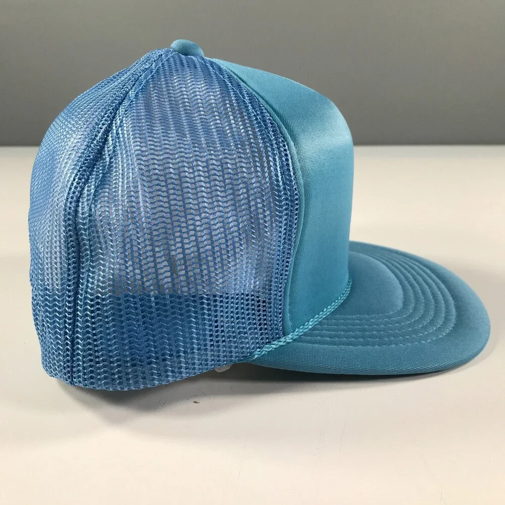 Vintage Light Blue Trucker Hat Boys Youth Size Mesh Back YoungAn Outdoor Cap